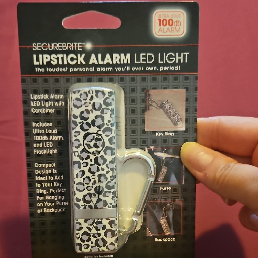 SecureBrite Lipstick Alarm LED Light with Carabiner